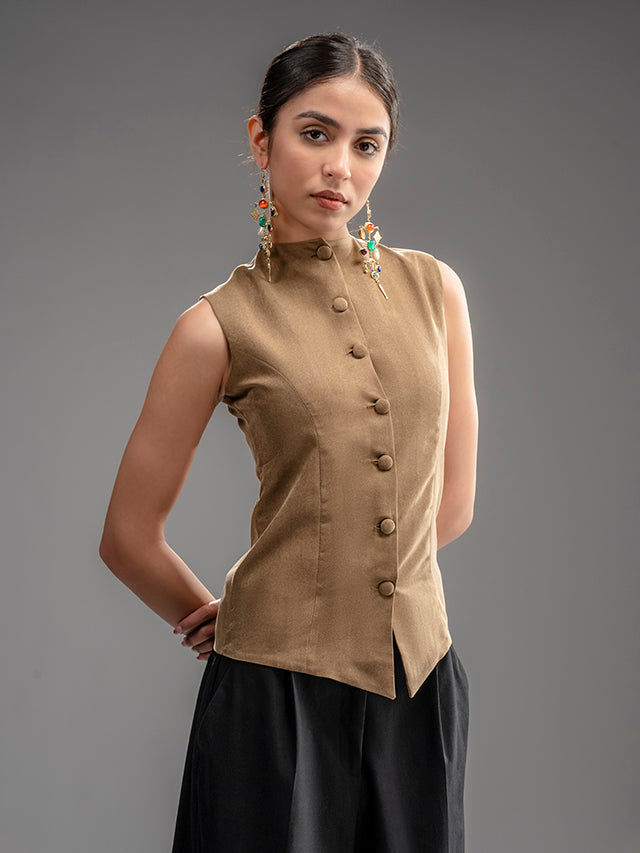 Suede Ochre Waistcoat