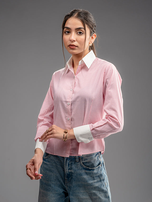 Pink & White Stripped Shirt